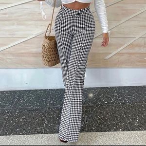 Houndstooth Wide Leg Pants Medium NEW